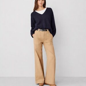 ANN TAYLOR WEEKEND WIDE LEG KHAKI TROUSER PANTS SIZE 10